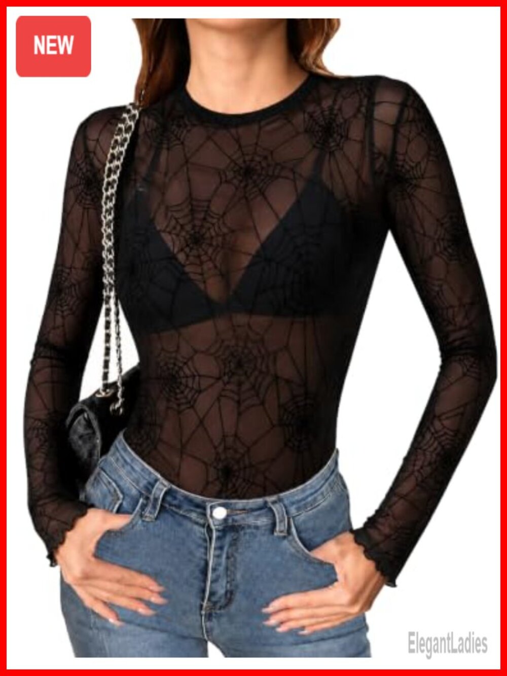 YYA Women's Sheer Floral Mesh Long Sleeve Top Blouse
